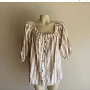 #48 Striped Beige and White Women's Top3X